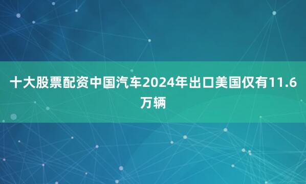 十大股票配资中国汽车2024年出口美国仅有11.6万辆